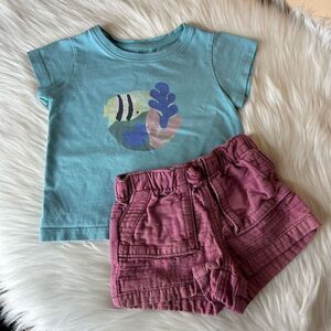 Tea Collection Girls Short Sleeve Top & Shorts Set Size 4